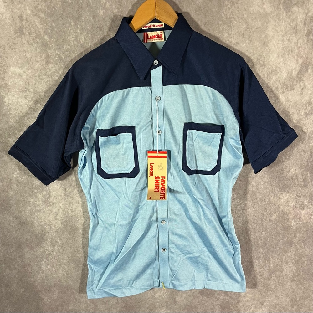 NEW Vintage Lancer By David Winter Shirt Mens Medium 50s Style Blue & White NWT